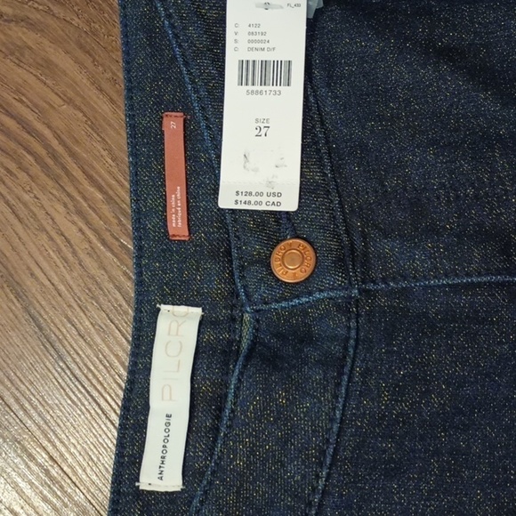 Anthropologie PILCRO High Rise Dark Wash Denim Glitter Jegging DDD - Picture 3 of 5